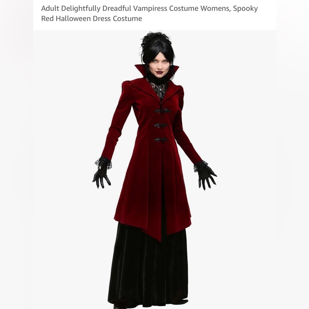 Red and black velvet material vampire costume